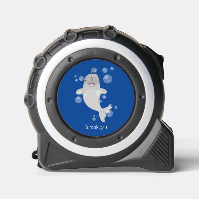 Mètre Ruban Caricature de bulles de narval joyeux (Recto)