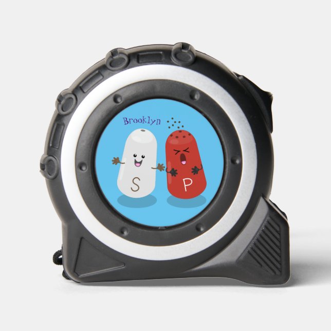 Mètre Ruban Caricature de shakers de sel et de poivre de Cute  (Recto)