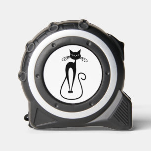 Mètre Ruban Chat noir maigre fantaisiste rose