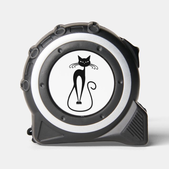 Mètre Ruban Chat noir maigre fantaisiste rose (Recto)