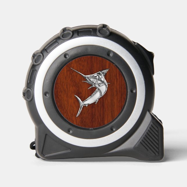 Mètre Ruban Chrome Comme Marlin sur l'acajou nautique Imprimer (Recto)