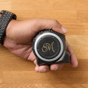 Mètre Ruban Classy Elegant Noir et Or Vintage Monogramme