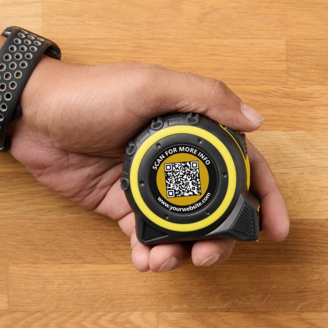 Mètre Ruban Code QR noir or moderne Texte blanc personnalisé (Maison)