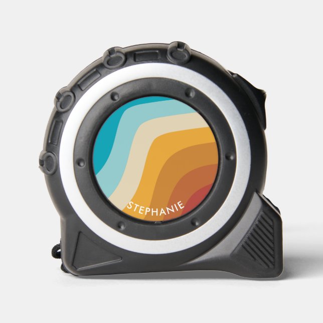 Mètre Ruban Coloré Retro Rainbow Waves Personnalisé (Recto)