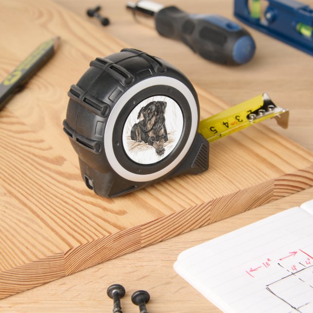 Mètre Ruban Doberman Chien oreilles naturelles (Boiseries)