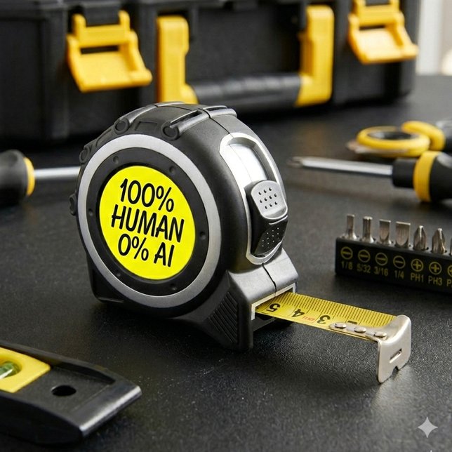 Mètre Ruban Drôle 100% Humain 0% IA (Funny 100% Human 0% AI Measuring Tape Cover Photo)