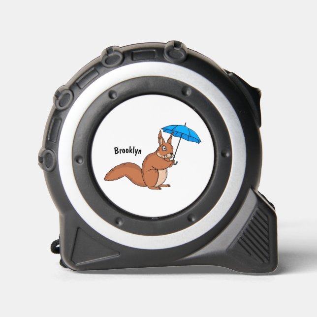 Mètre Ruban Écureuil rouge mignon avec dessin animé parapluie (Recto)