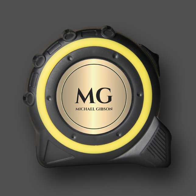 Mètre Ruban Élégants Initiales Monogrammes Noir Or (Elegant Monogram Initials Black Gold Tape Measure
)