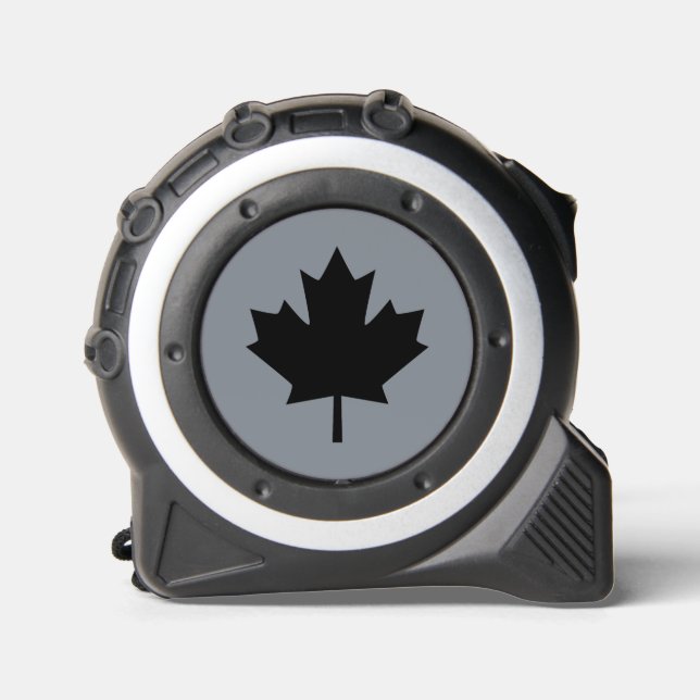 Mètre Ruban Feuille d'érable noire canadienne gris (Recto)