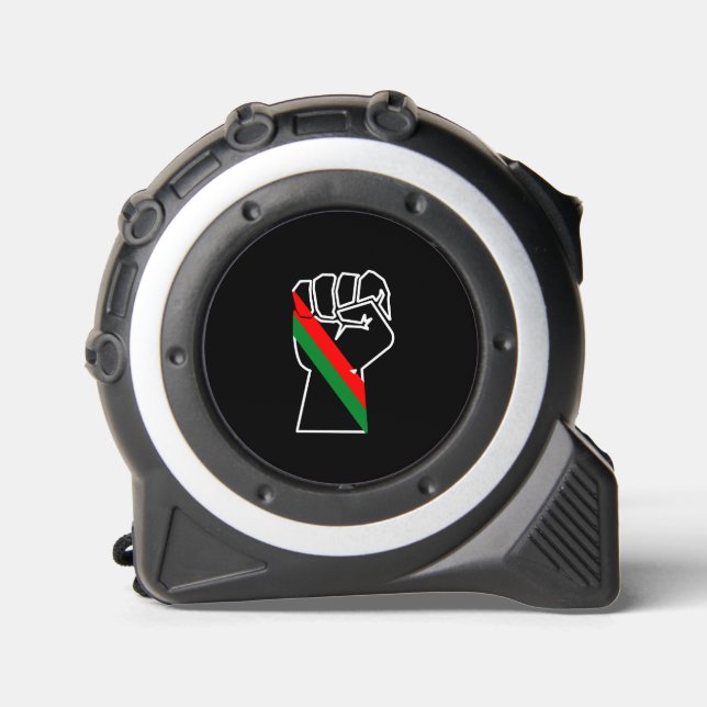Mètre Ruban fierté noire drapeau rouge vert poing panafricain  (Recto)