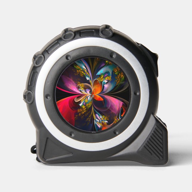 Mètre Ruban Floral moderne Art Abstrait Rouge Bleu Motif #13 (Recto)