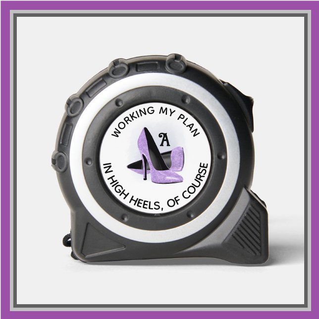 Mètre Ruban Fun Fem Purple Glam Talons Monogramme (Créateur téléchargé)