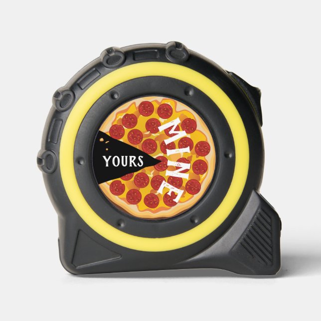 Mètre Ruban Funny pepperoni pizza jolie fête rouge noir (Recto)