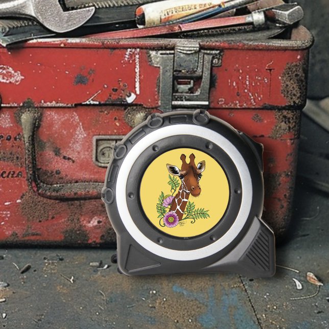 Mètre Ruban Giraffe Fleurs de Portrait Jaunes (Créateur téléchargé)