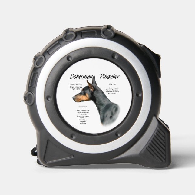 Mètre Ruban Histoire de Doberman Pinscher noir (Recto)