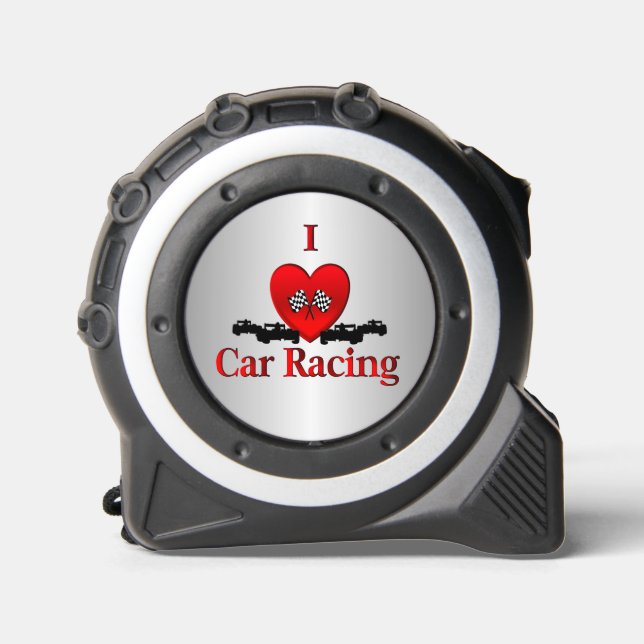 Mètre Ruban I Heart Car Racing Argent (Recto)