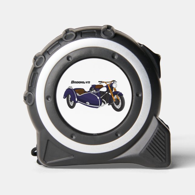 Mètre Ruban Illustration de moto pourpre Sidecar (Recto)