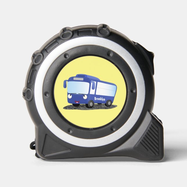 Mètre Ruban Illustration d'un bus moderne bleu mignon (Recto)