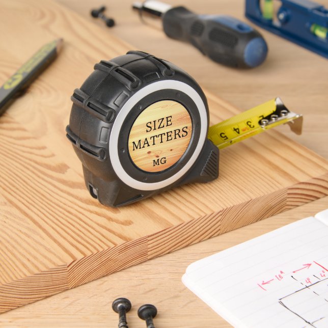 Mètre Ruban IMPORTANCE DE TAILLE ou votre texte Monogramme (Boiseries)