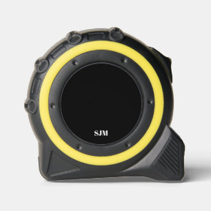 Mètre Ruban Initiales ou nom minimaliste en monogramme noir mo