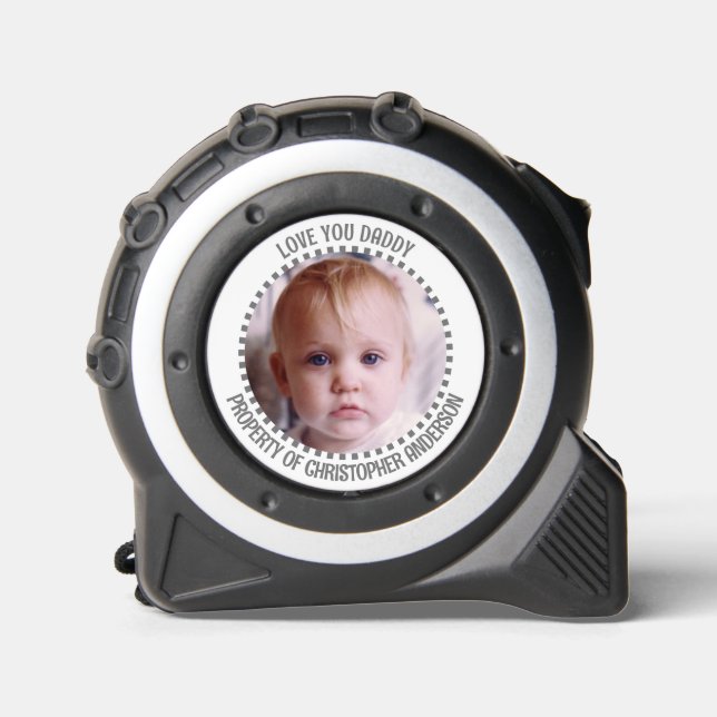 Mètre Ruban Love you papa ajouter photo propriété de gris blan (Recto)