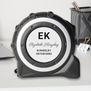 Mètre Ruban Marbre blanc moderne élégant Nom et entreprise