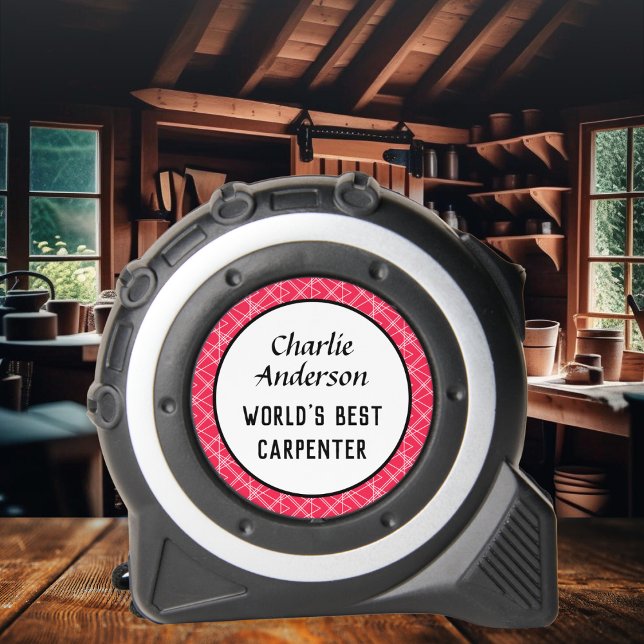 Mètre Ruban Meilleur Menuisier au Monde sur le thème du travai (A personalized tape measure with 'World's Best Carpenter' caption)