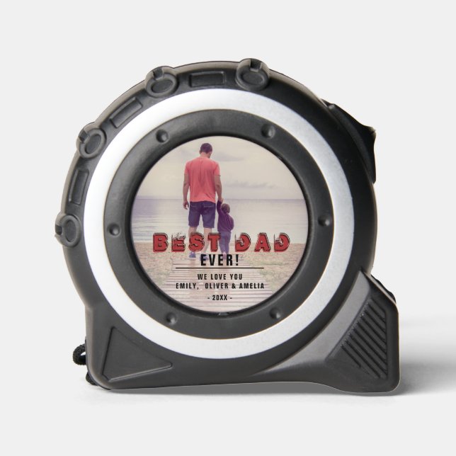 Mètre Ruban Meilleur papa jamais nom de famille pleine photo (Recto)