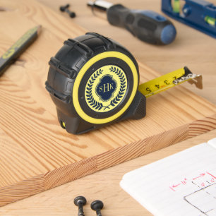 Mètre Ruban Monogramme de couronne de laurier bleu marine