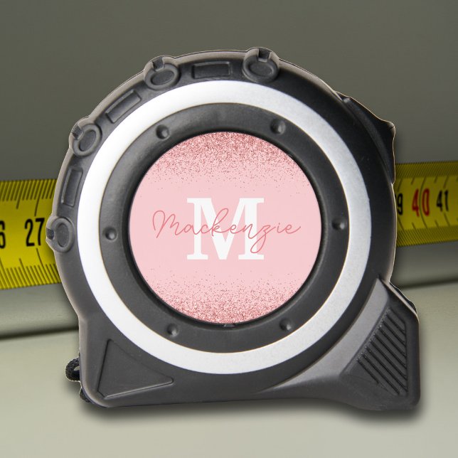 Mètre Ruban Monogramme de Parties scintillant rose féminin (Créateur téléchargé)