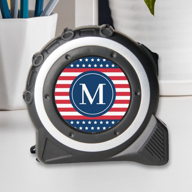 Mètre Ruban Monogramme Initiale du Drapeau Américain Patriotiq (Créateur téléchargé)