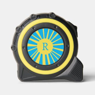 Mètre Ruban Monogramme jaune bleu Mesure de bande solaire