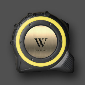 Mètre Ruban Monogramme moderne Or métallique élégant initial