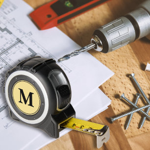 Mètre Ruban Monogramme noir personnalisé DIYers Carpenters Art
