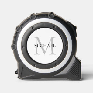 Mètre Ruban Monogramme personnalisé et nom blanc