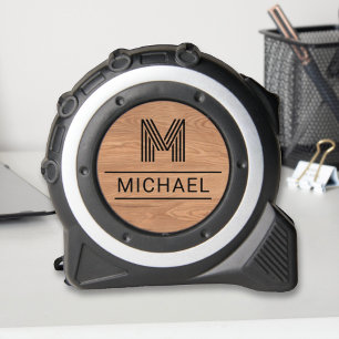 Mètre Ruban Monogramme rustique moderne Nom initial sur le gra