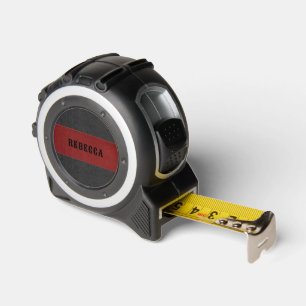 Mètre Ruban Monographie en cuir cousu noir et rouge