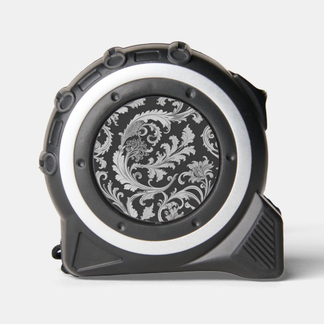 Mètre Ruban Motif Antique Fleur Monochrome  (Recto)