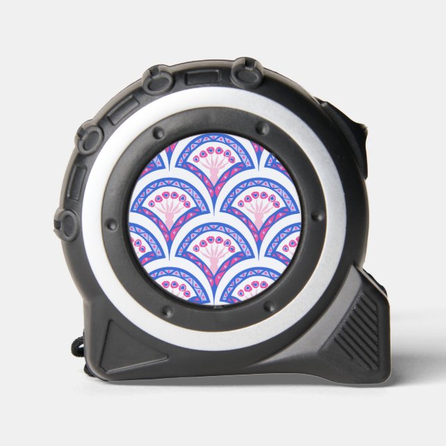 Mètre Ruban motif damassé floral bleu (Recto)