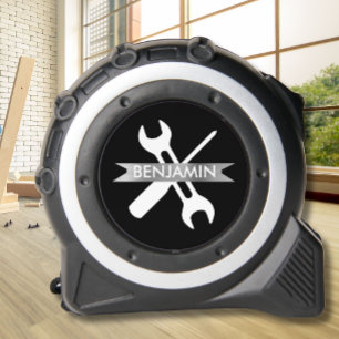 Mètre Ruban Nom cadeau personnalisé personnalisé Black Silver