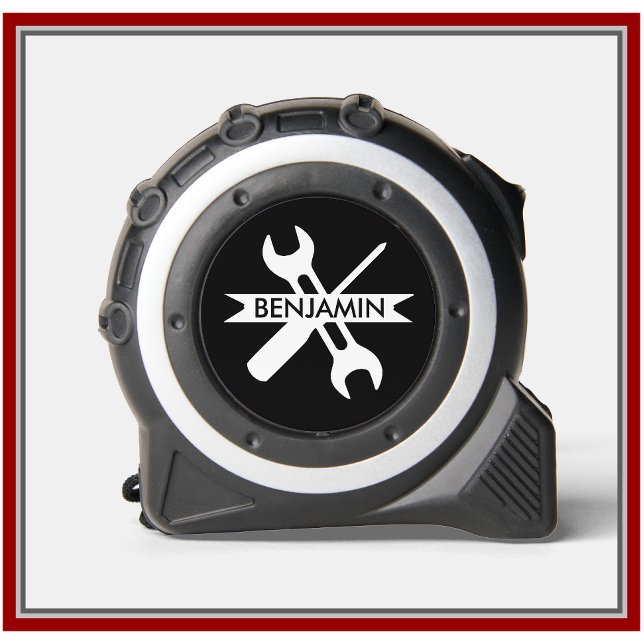 Mètre Ruban Nom cadeau personnalisé personnalisé noir blanc (Créateur téléchargé)