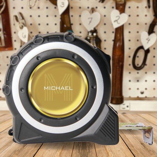 Mètre Ruban Nom de la pièce d'or Monogramme initial (Gold Coin Name Monogram Initial Tape Measure)