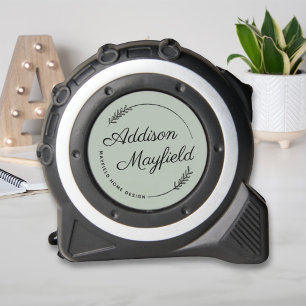 Mètre Ruban Nom d'entreprise Feuilles de Laurier Vert Personna