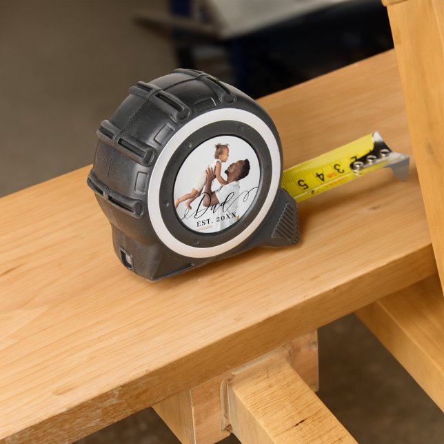 Mètre Ruban Papa Elegant Script Minimal Fête des pères Cadeau  (Dad Elegant Script Minimal Father's Day Gift Photo Tape Measure)