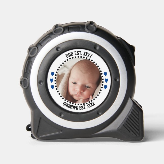 Mètre Ruban Papa / Grandpa est. années ajouter photo noir bleu (Recto)