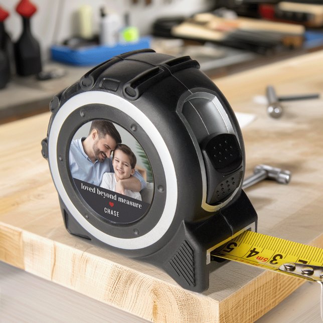 Mètre Ruban Papa "Loved Beyond Measure" Photo & Nom (Créateur téléchargé)