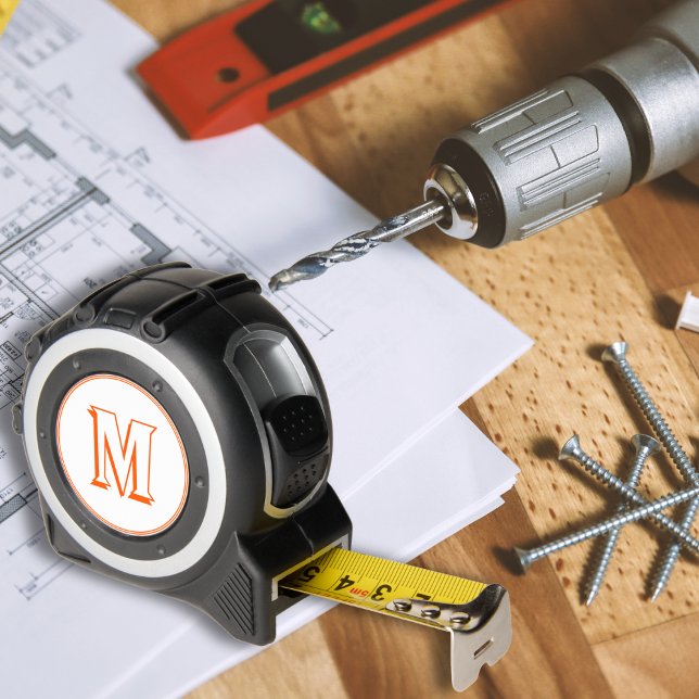 Mètre Ruban Personnalisé Cool Orange Monogram Enfants DIYers A (Custom Cool Orange Monogram Kids DIYers Crafters Tape Measure)