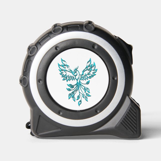 Mètre Ruban Phoenix bleu se lève sur blanc (Recto)