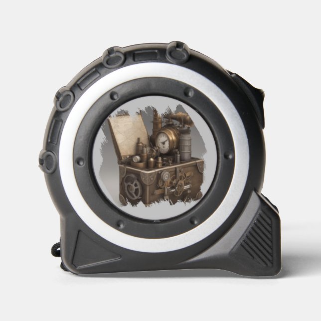 Mètre Ruban Poitrine au trésor avec engrenages (Recto)