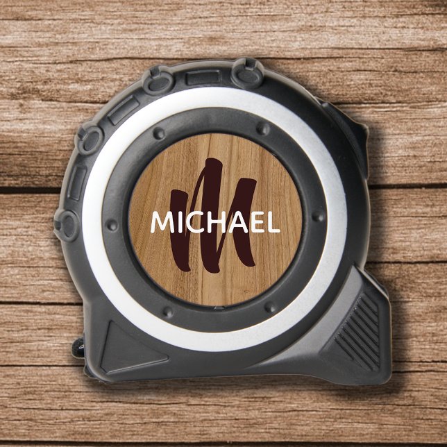 Mètre Ruban pour lui un Monogramme rustique en bois (Créateur téléchargé)